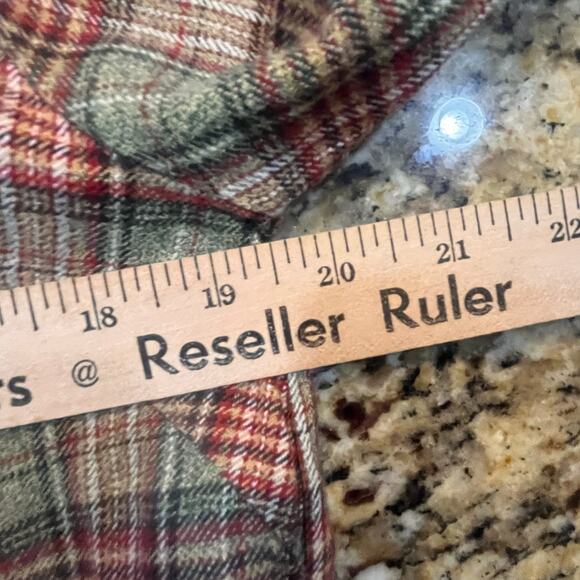 Vintage Fashion bug M Red Green Plaid Flannel Button Down Top Pocket - Picture 6 of 6